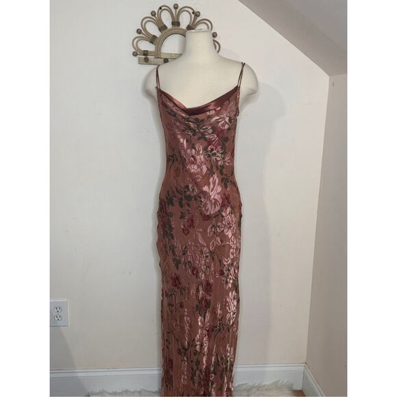 Bonnie Strauss Vintage Floral Velvet Burnout Maci Slip Dress S/M - Picture 4 of 9